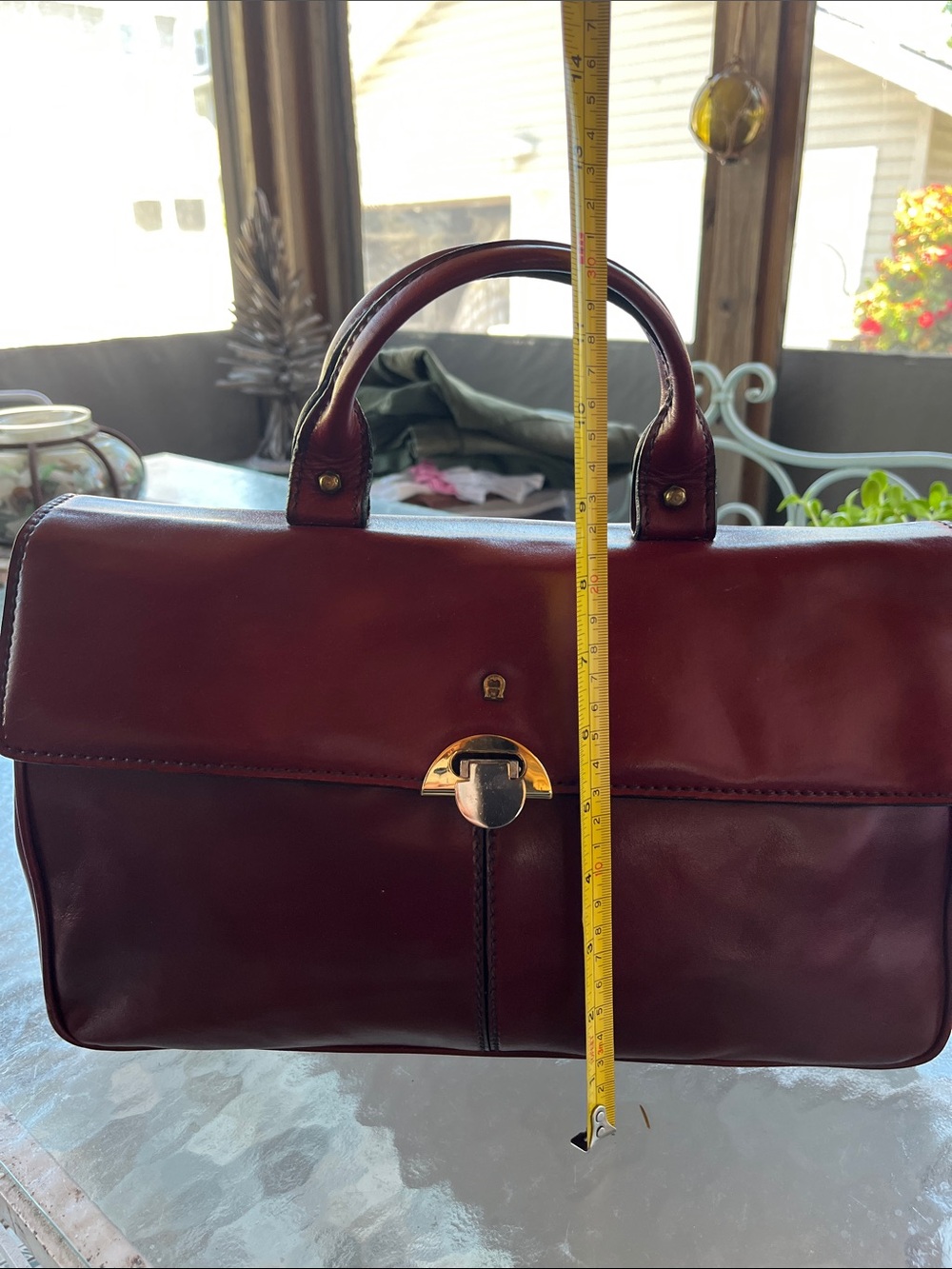 Etienne Aigner Top-Handle Briefcase Bag in Dark Burgundy - Picture 3 of 9